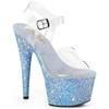 Pleaser - ADORE708LG Sandale à bride à la cheville, Pole dance chaussures - Bleu/Transparent Product image